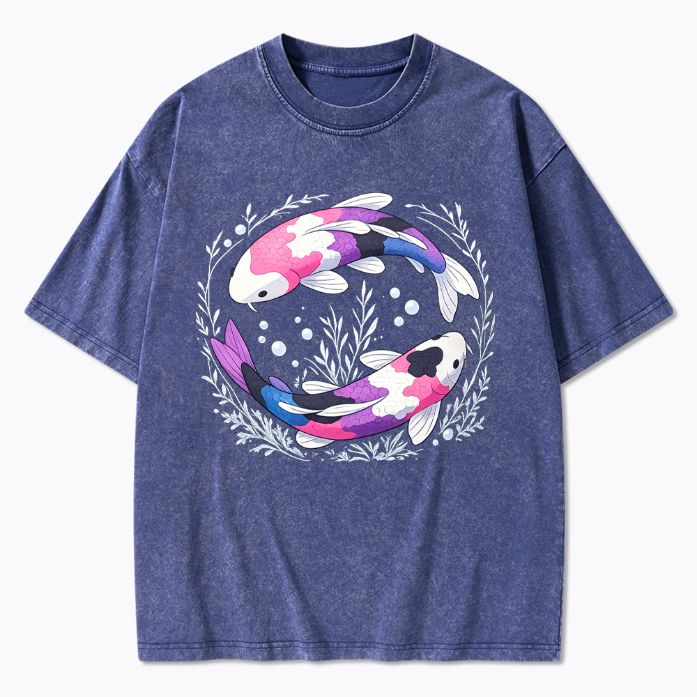 Subtle Genderfluid Koi Fish Washed T-Shirt