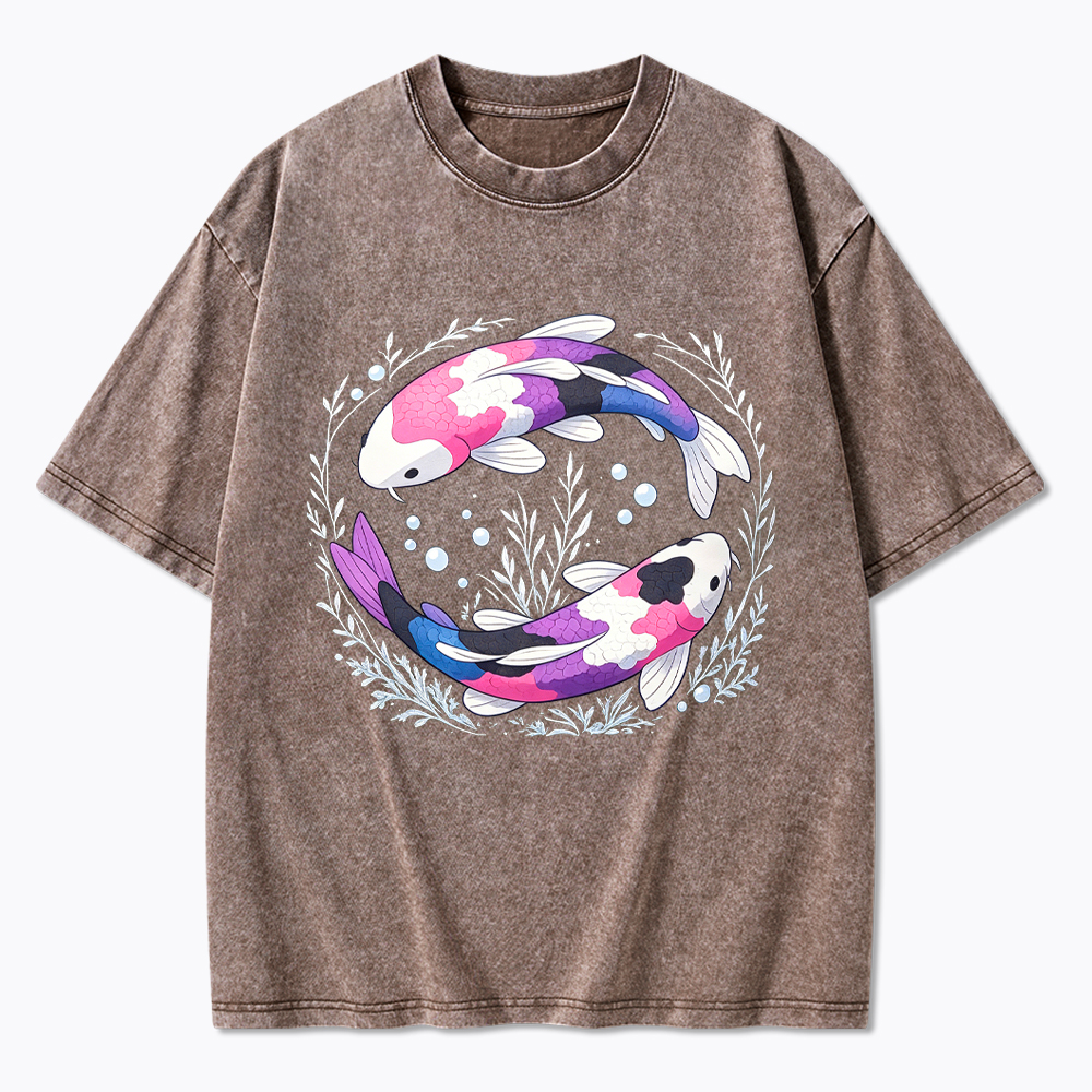 Subtle Genderfluid Koi Fish Washed T-Shirt