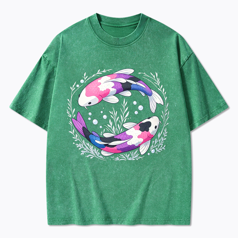 Subtle Genderfluid Koi Fish Washed T-Shirt