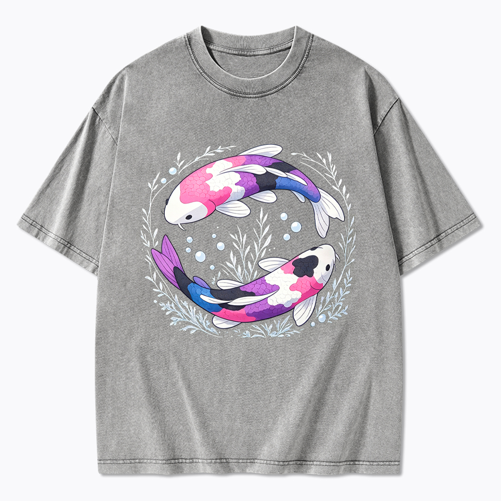 Subtle Genderfluid Koi Fish Washed T-Shirt