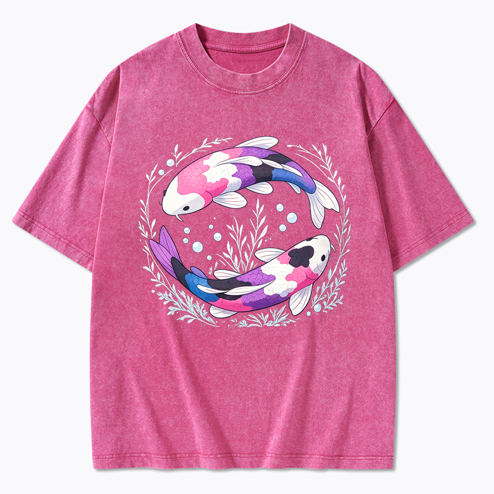 Subtle Genderfluid Koi Fish Washed T-Shirt