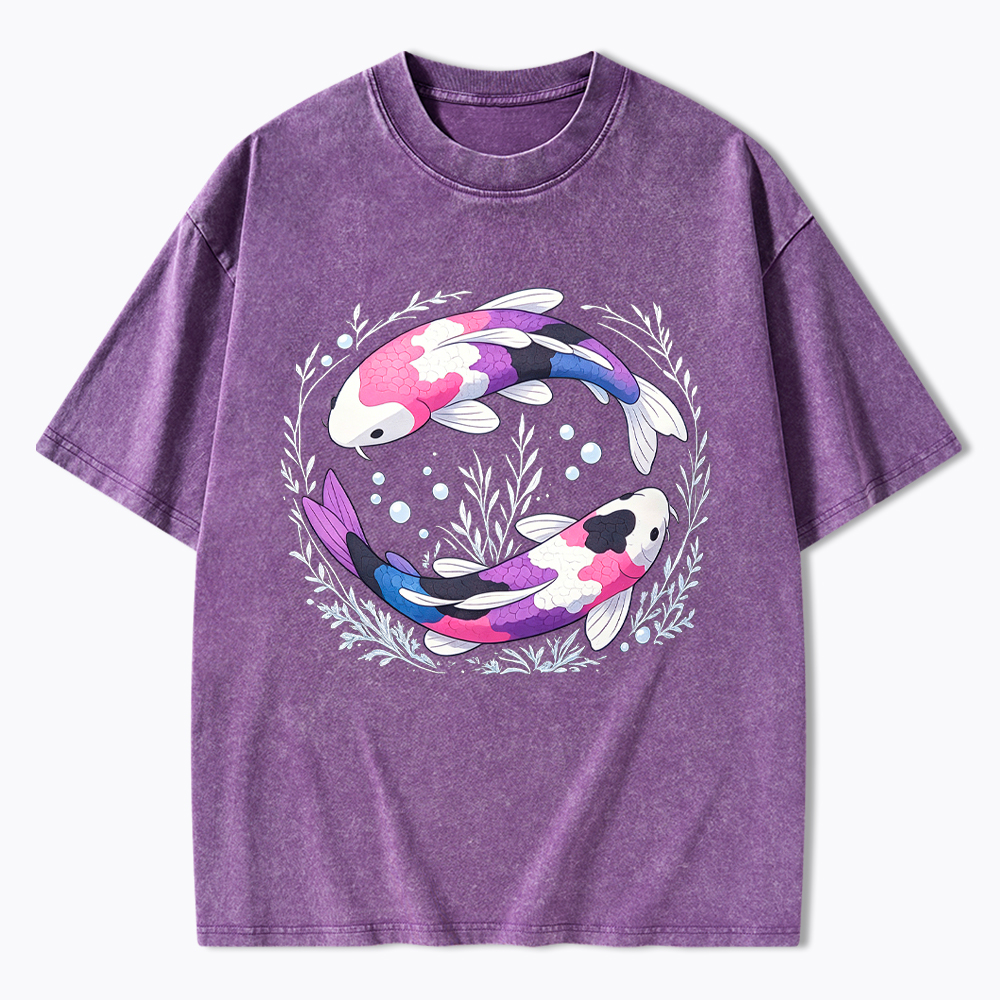 Subtle Genderfluid Koi Fish Washed T-Shirt
