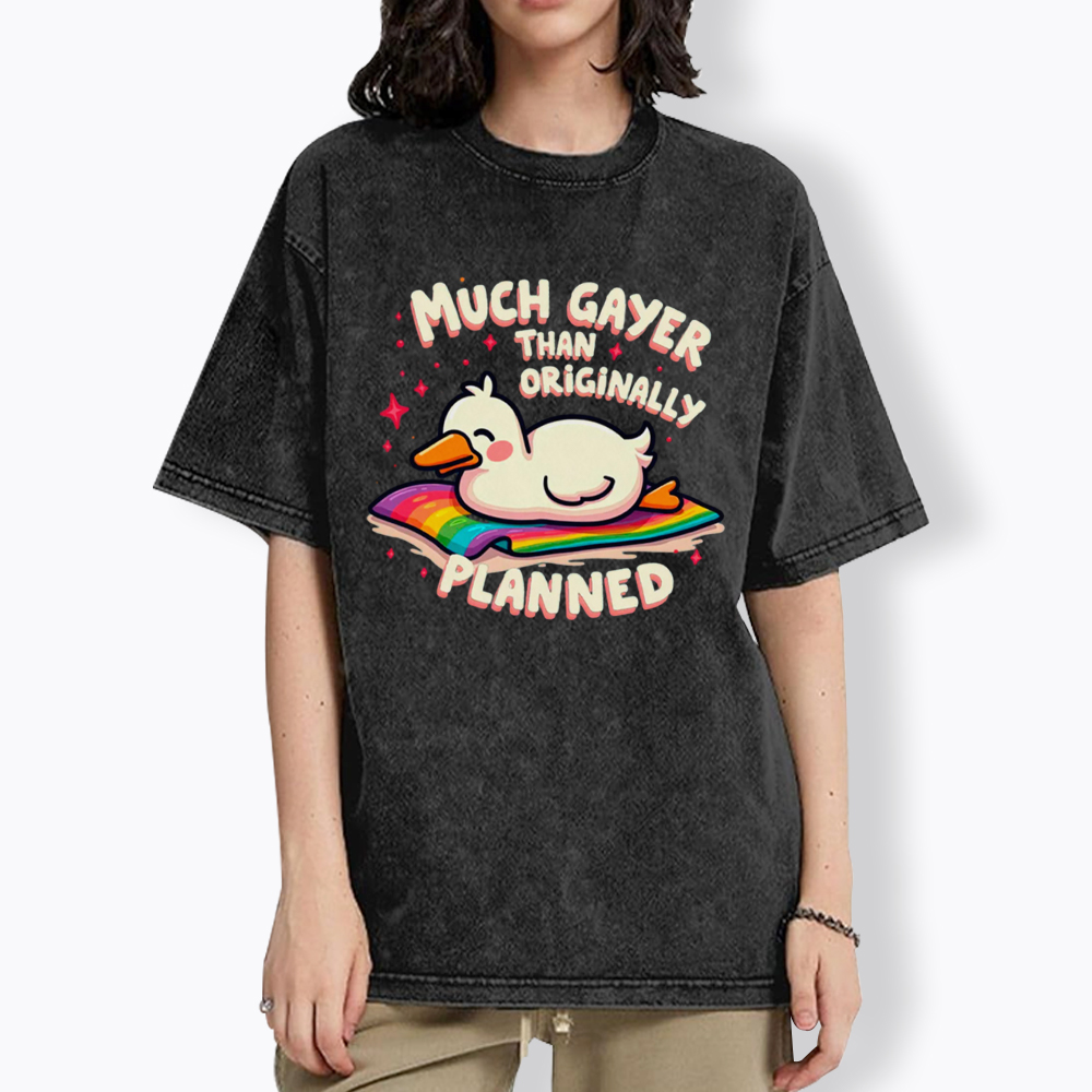 Much Gayer Than Originally Planned Washed T-Shirt
