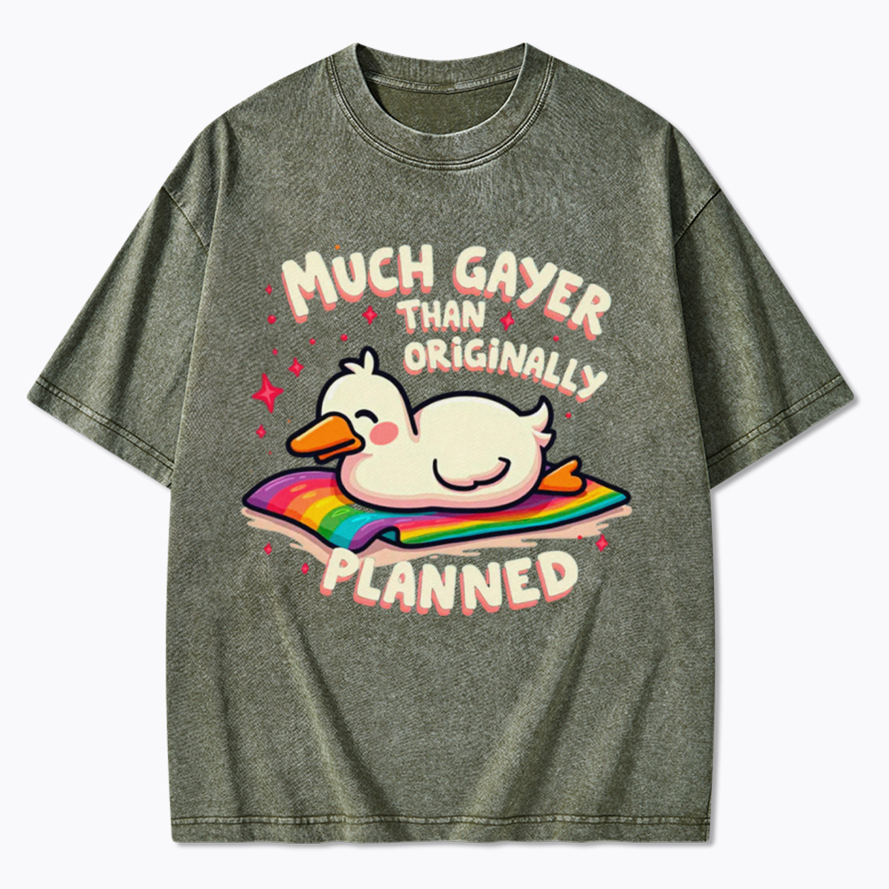 Much Gayer Than Originally Planned Washed T-Shirt