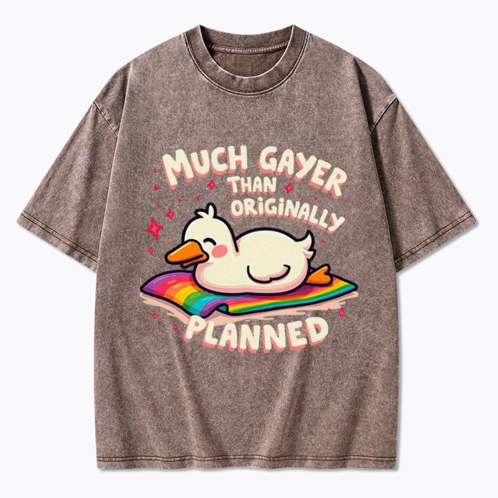 Much Gayer Than Originally Planned Washed T-Shirt
