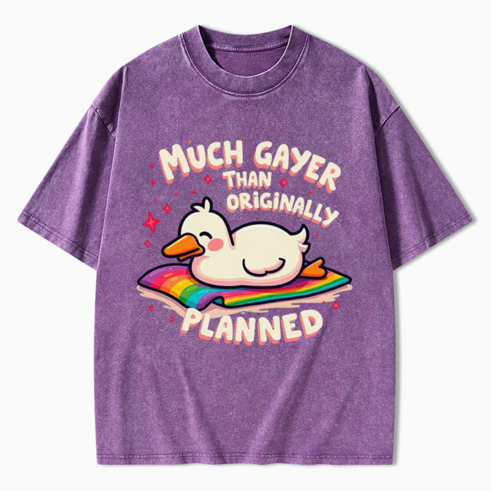 Much Gayer Than Originally Planned Washed T-Shirt
