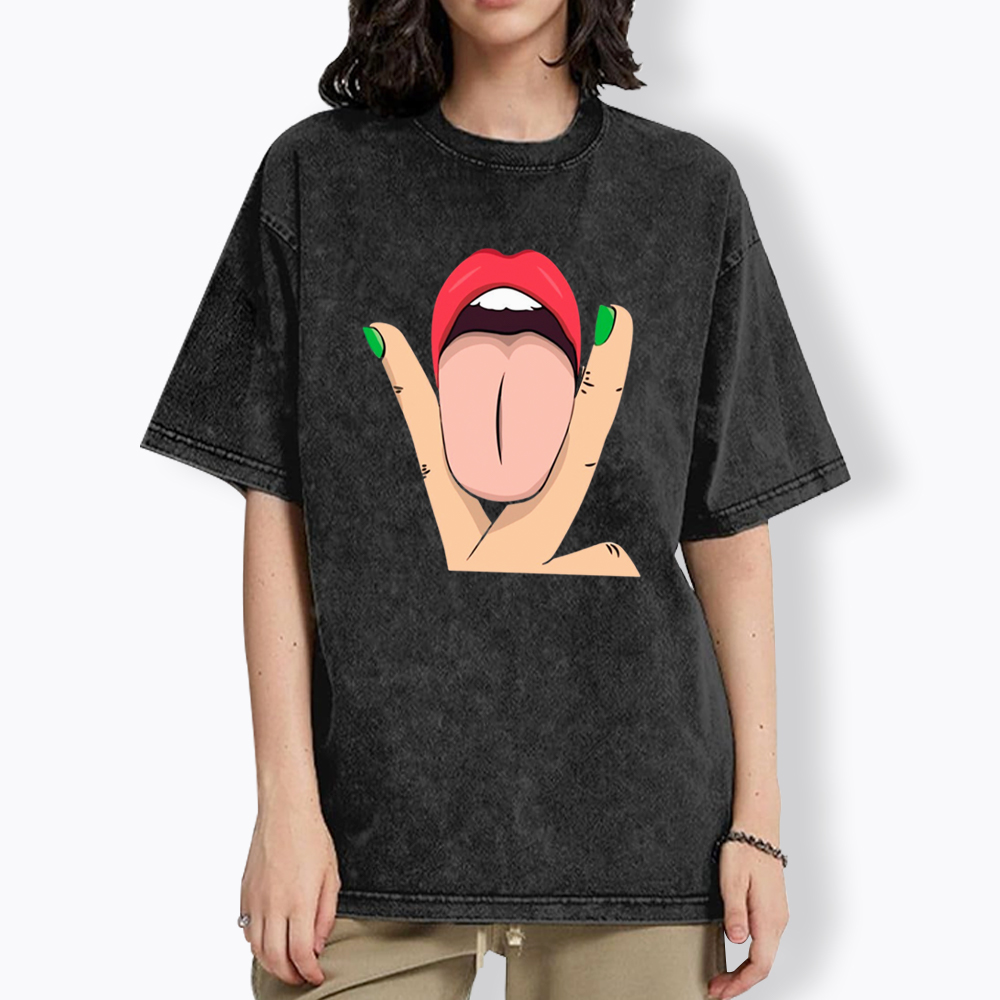 Tongue Lips Women's Lesbian Pride Washed T-Shirt