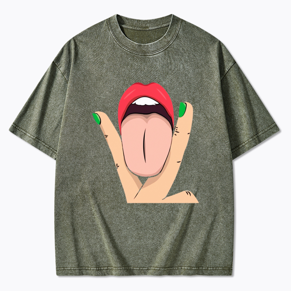 Tongue Lips Women's Lesbian Pride Washed T-Shirt