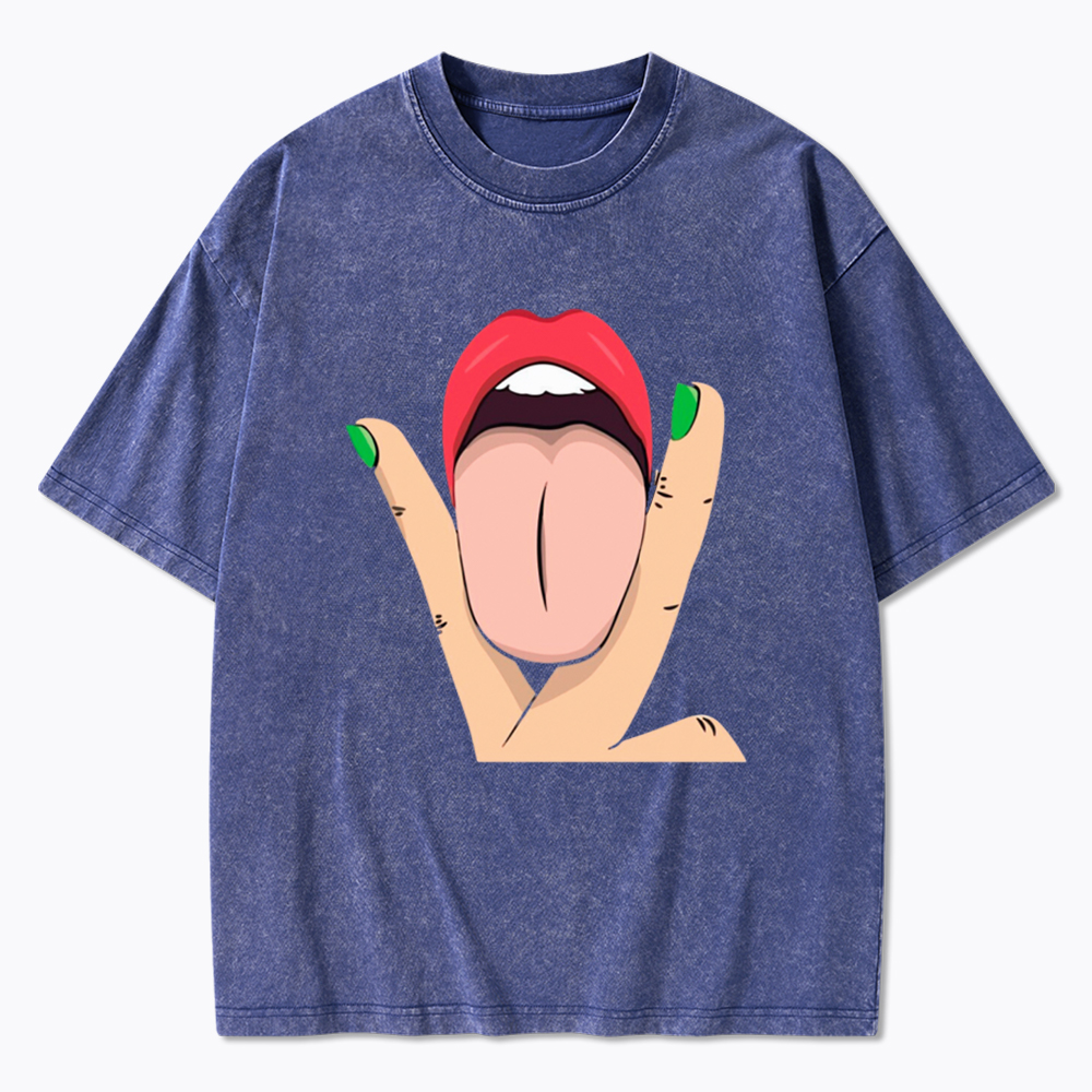 Tongue Lips Women's Lesbian Pride Washed T-Shirt