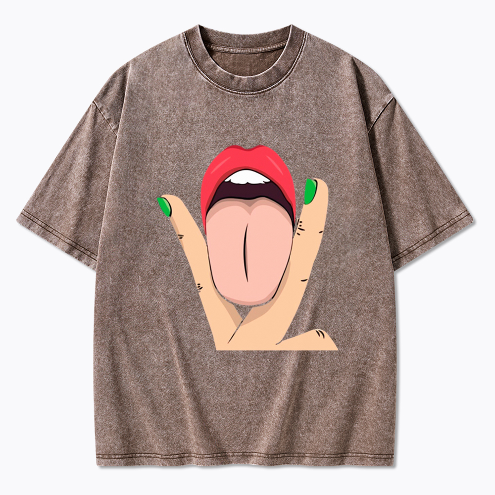 Tongue Lips Women's Lesbian Pride Washed T-Shirt