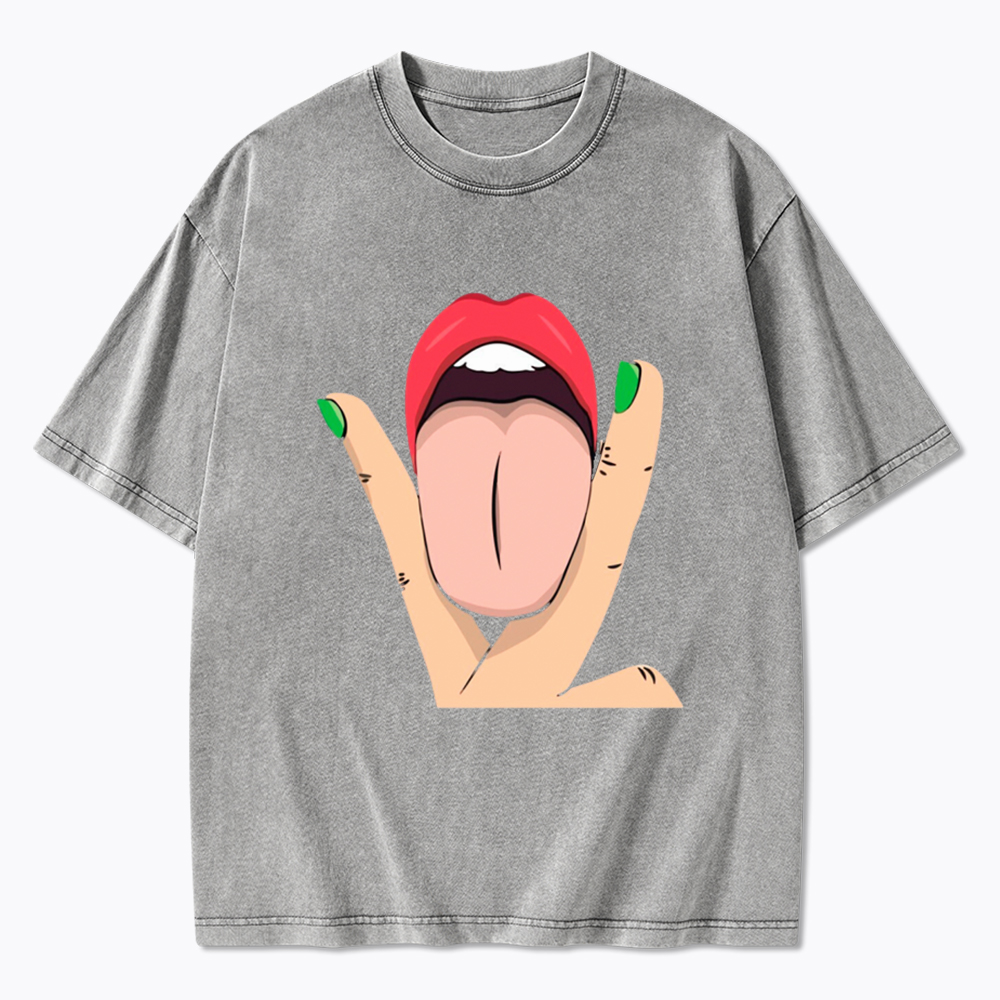 Tongue Lips Women's Lesbian Pride Washed T-Shirt