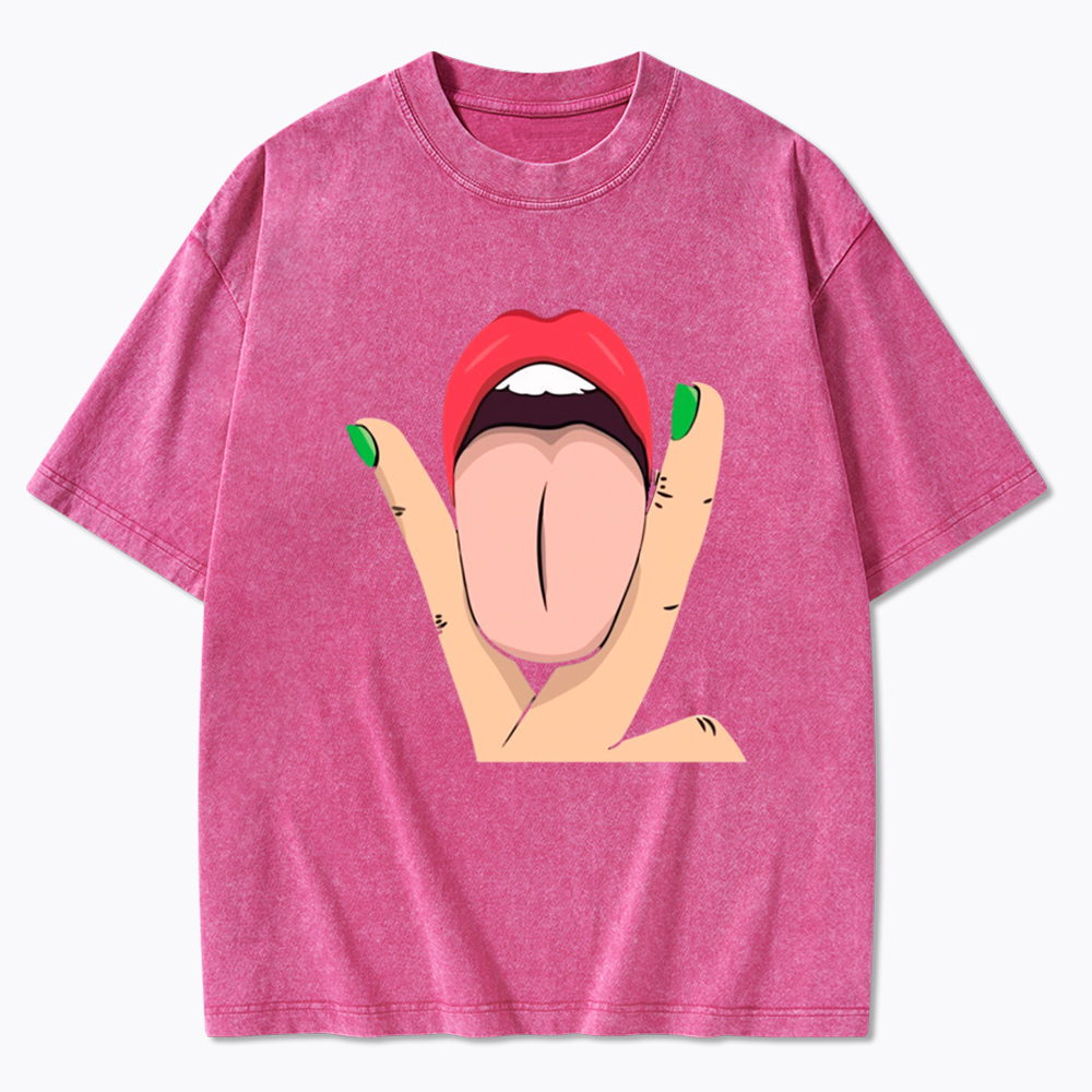 Tongue Lips Women's Lesbian Pride Washed T-Shirt