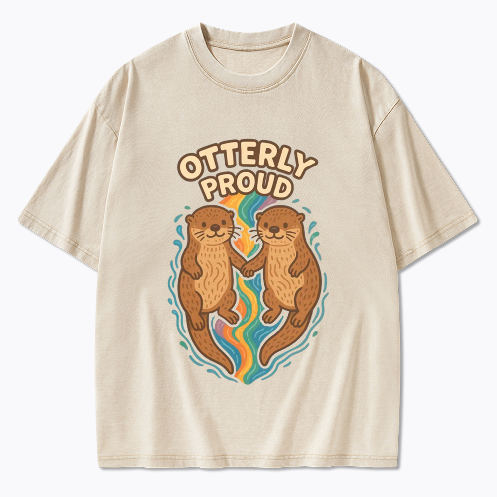 Cute Otter Gay Couple Washed T-Shirt