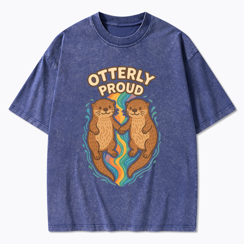 Cute Otter Gay Couple Washed T-Shirt