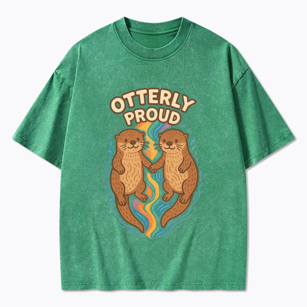 Cute Otter Gay Couple Washed T-Shirt