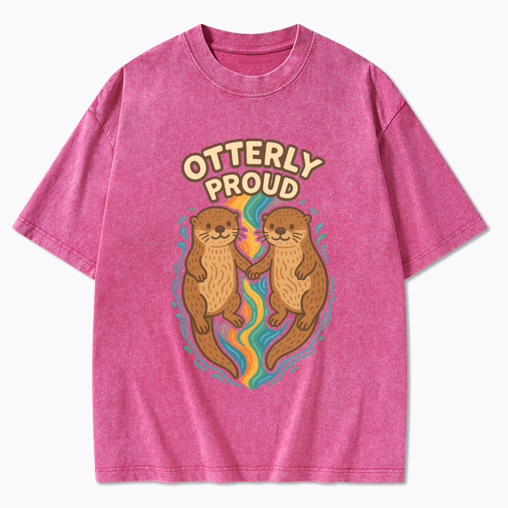 Cute Otter Gay Couple Washed T-Shirt