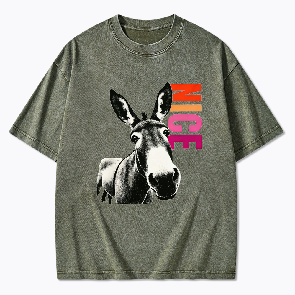 Humorous Donkey Nice Ass Washed T-Shirt