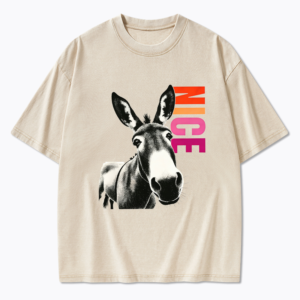 Humorous Donkey Nice Ass Washed T-Shirt
