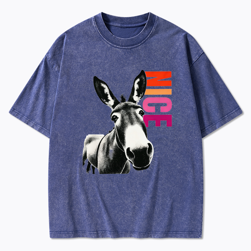Humorous Donkey Nice Ass Washed T-Shirt