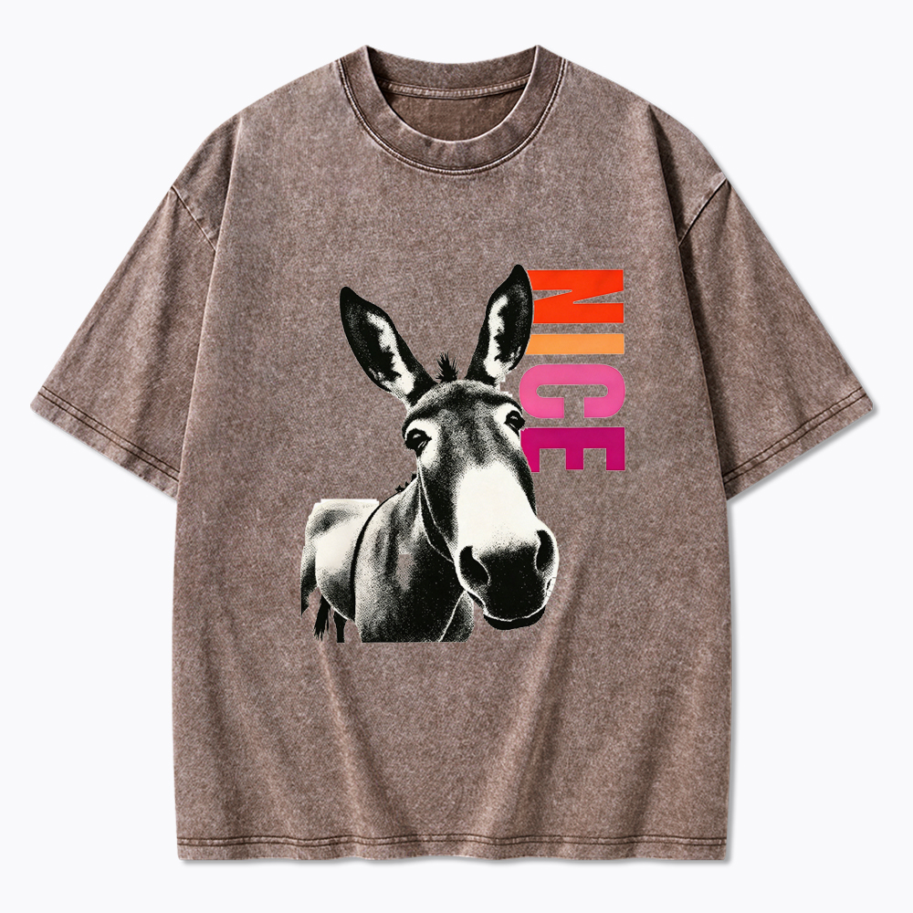 Humorous Donkey Nice Ass Washed T-Shirt