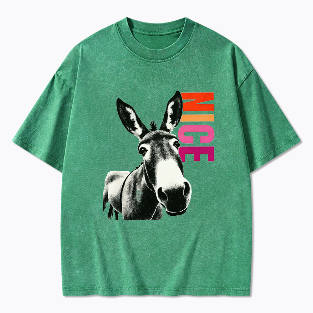 Humorous Donkey Nice Ass Washed T-Shirt