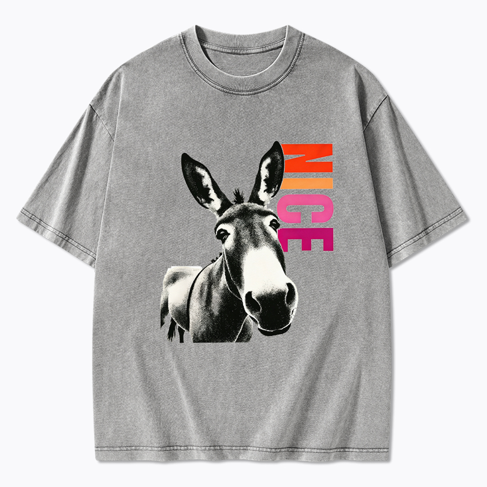 Humorous Donkey Nice Ass Washed T-Shirt