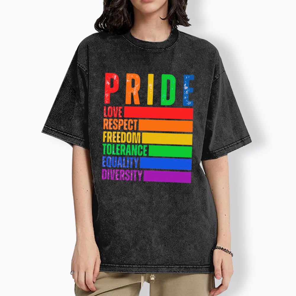 Pride Love Respect Freedom Washed T-Shirt