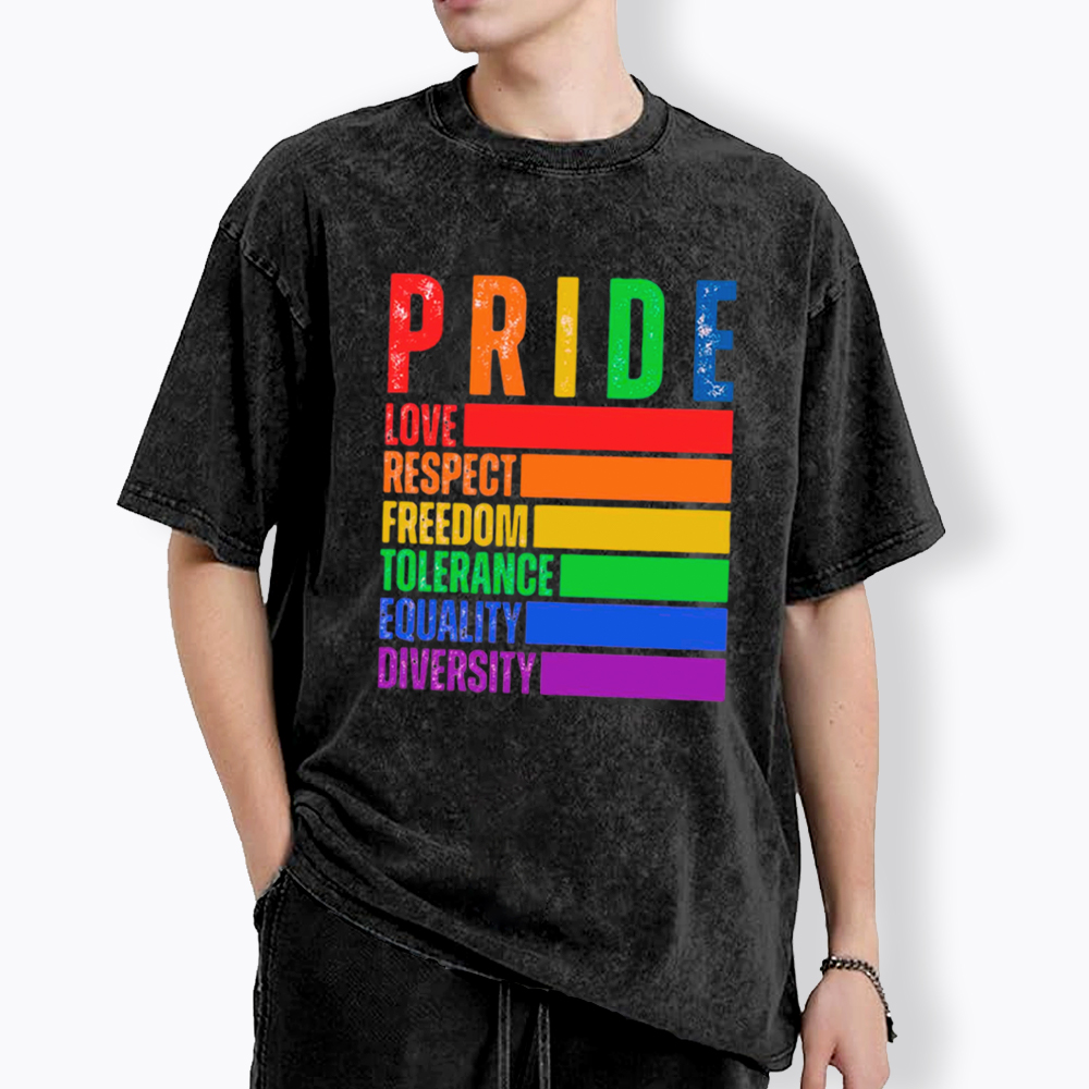 Pride Love Respect Freedom Washed T-Shirt