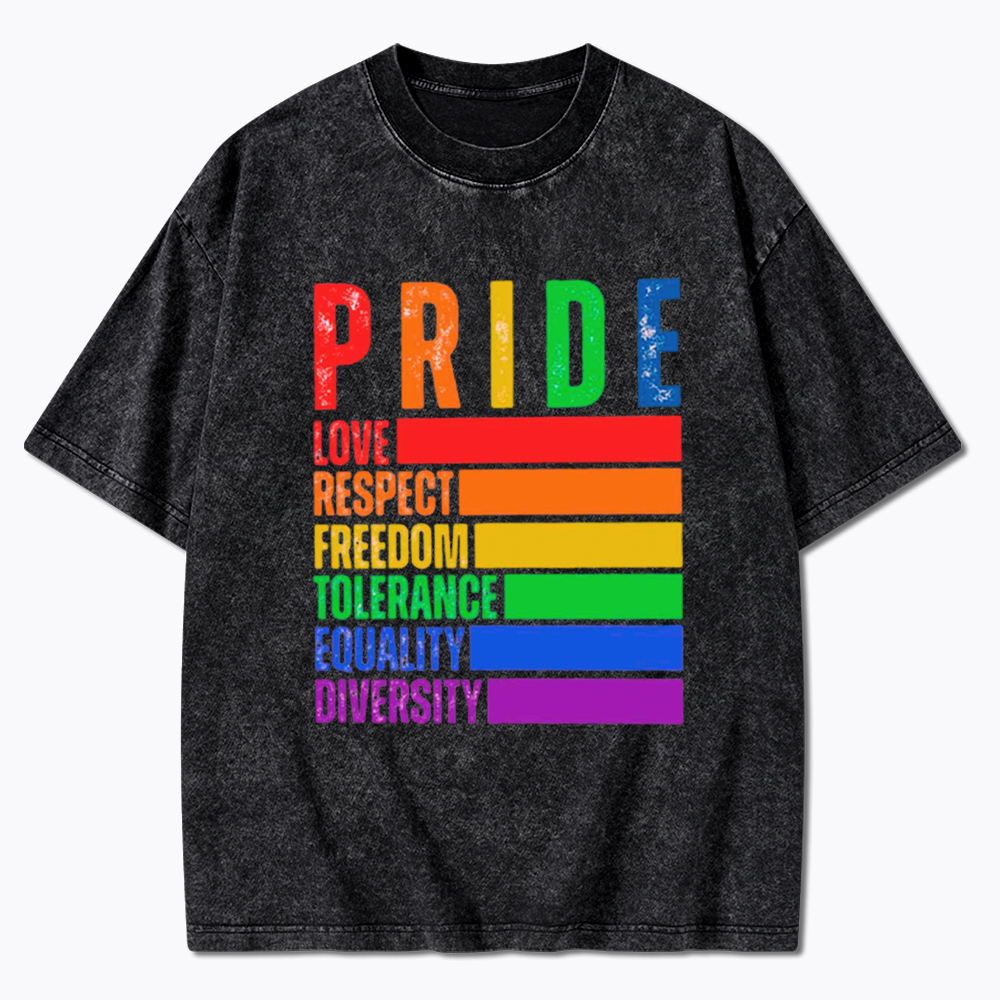 Pride Love Respect Freedom Washed T-Shirt