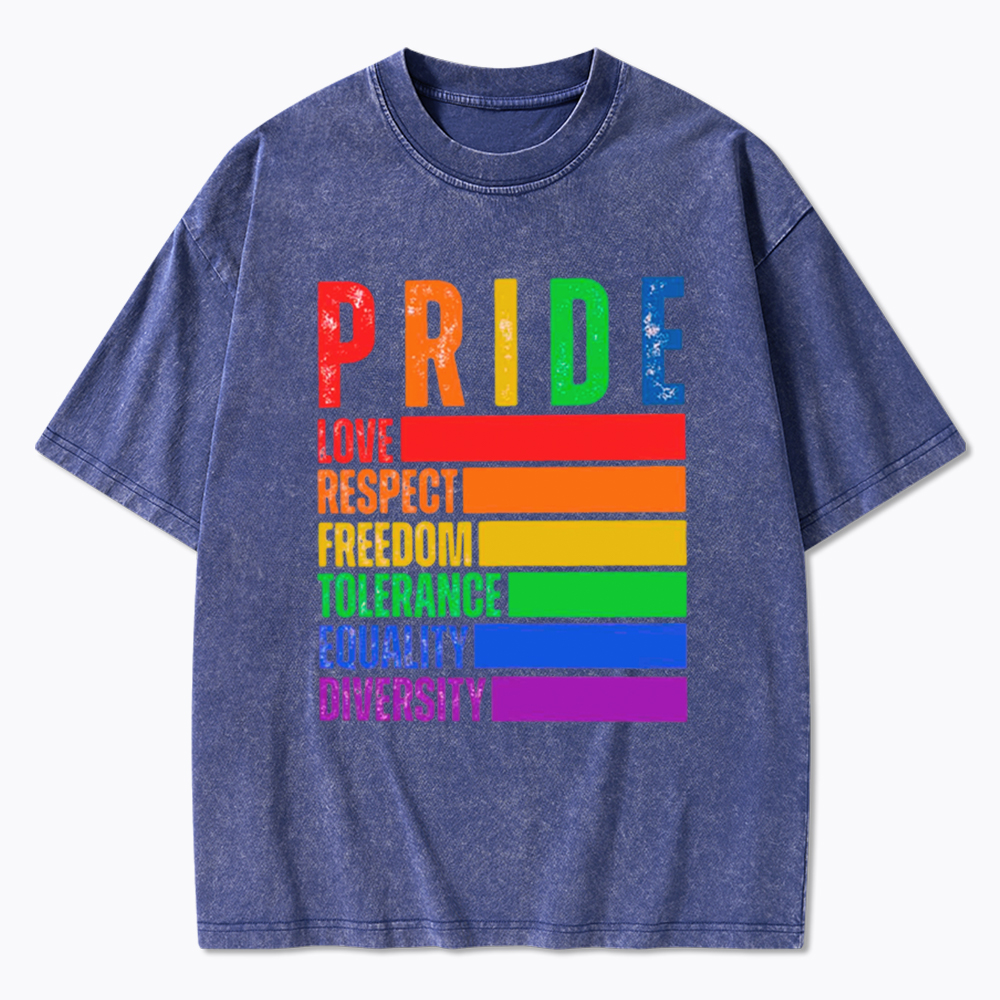Pride Love Respect Freedom Washed T-Shirt