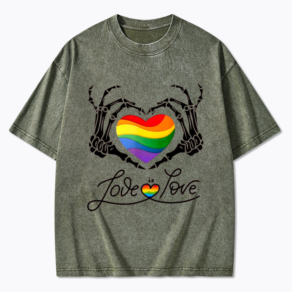 Love Is Love Skeleton Hands Washed T-Shirt