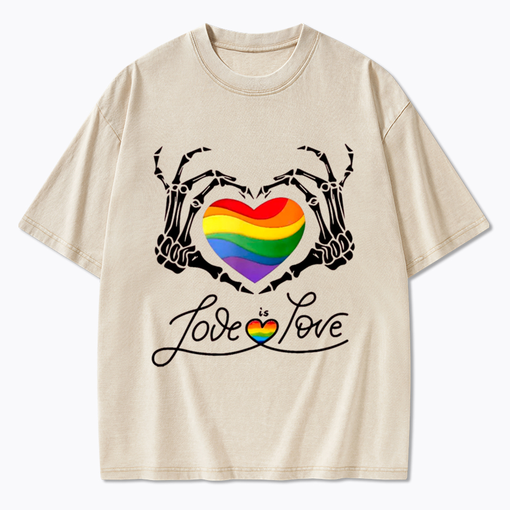 Love Is Love Skeleton Hands Washed T-Shirt