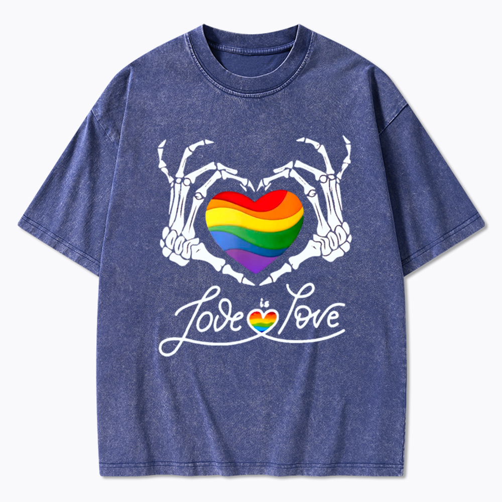 Love Is Love Skeleton Hands Washed T-Shirt