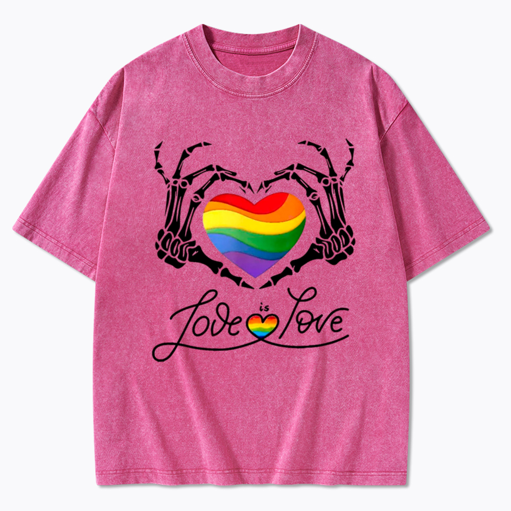 Love Is Love Skeleton Hands Washed T-Shirt