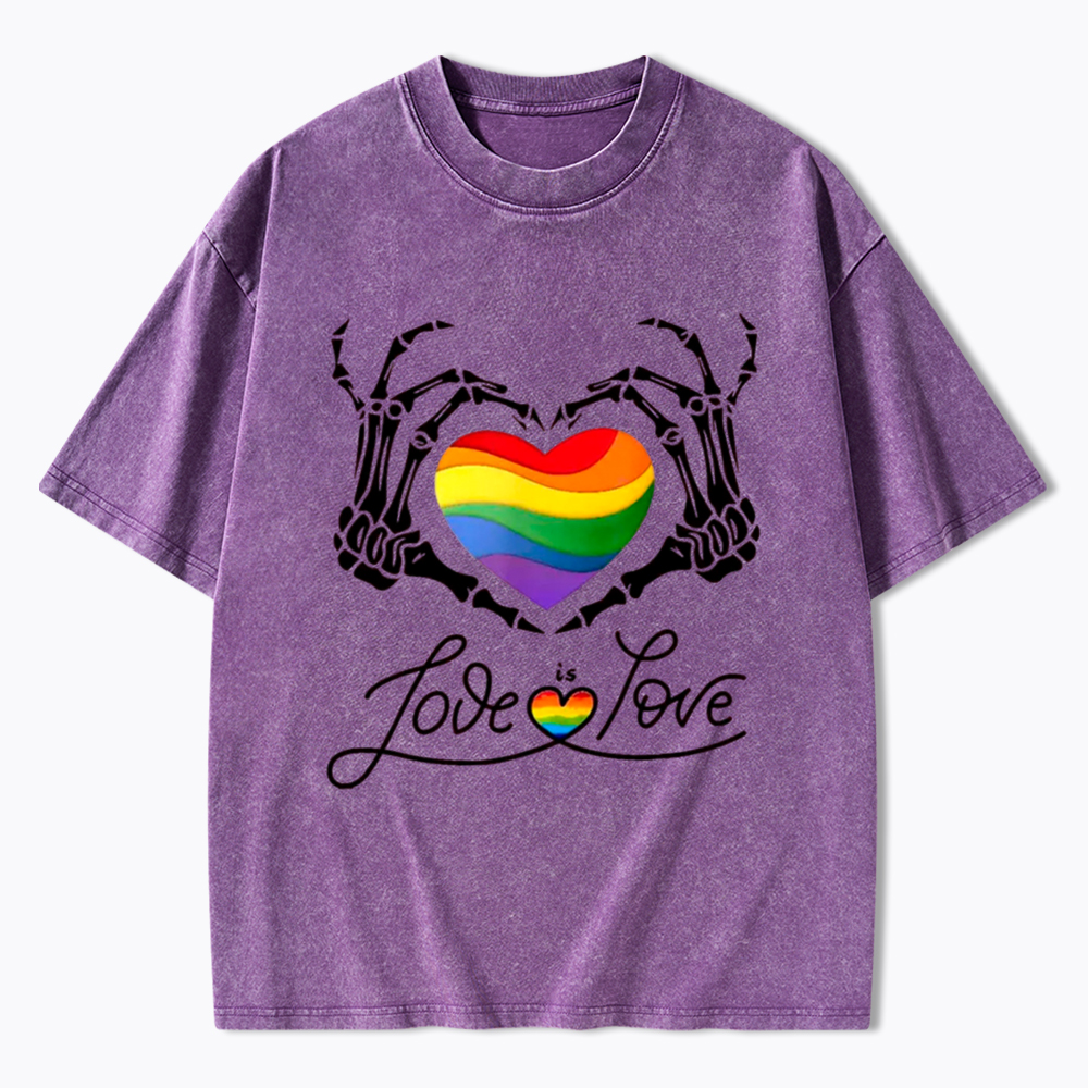 Love Is Love Skeleton Hands Washed T-Shirt