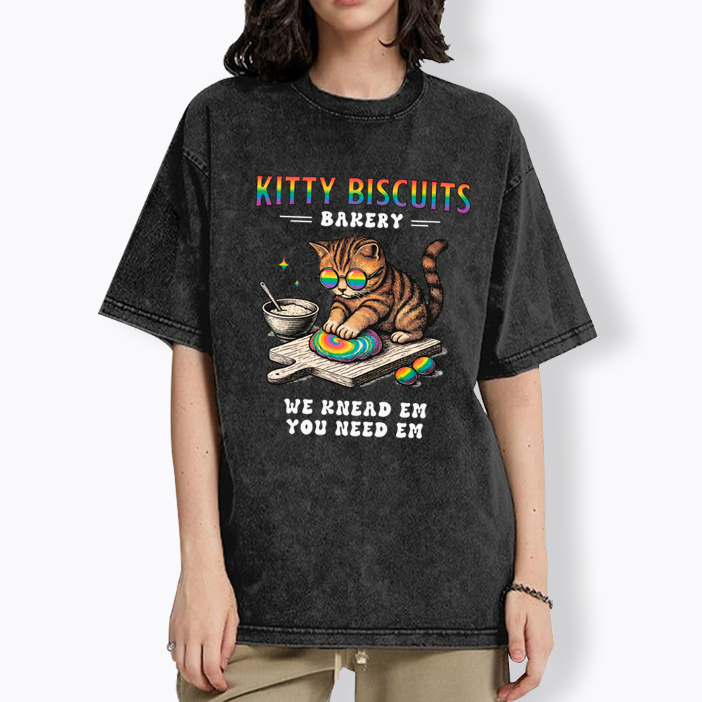 Pride Cat Kitty Bakery Washed T-Shirt