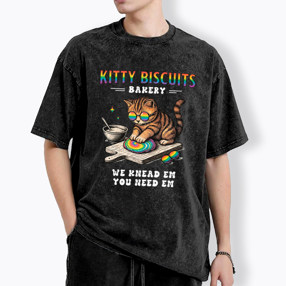 Pride Cat Kitty Bakery Washed T-Shirt