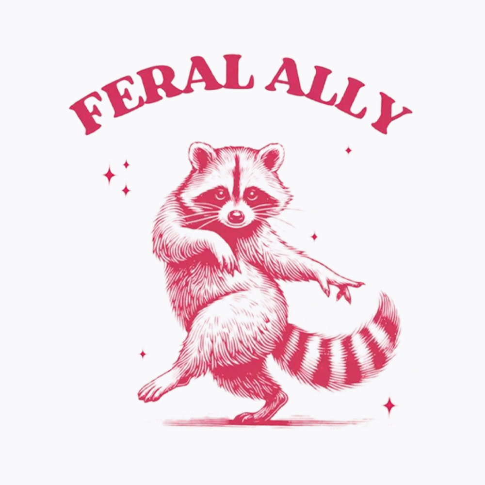 Feral Ally Funny Racoon LGBTQ Pride Washed T-Shirt