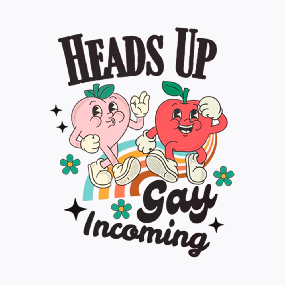Heads Up Gay Incoming Funny Pride Washed T-Shirt