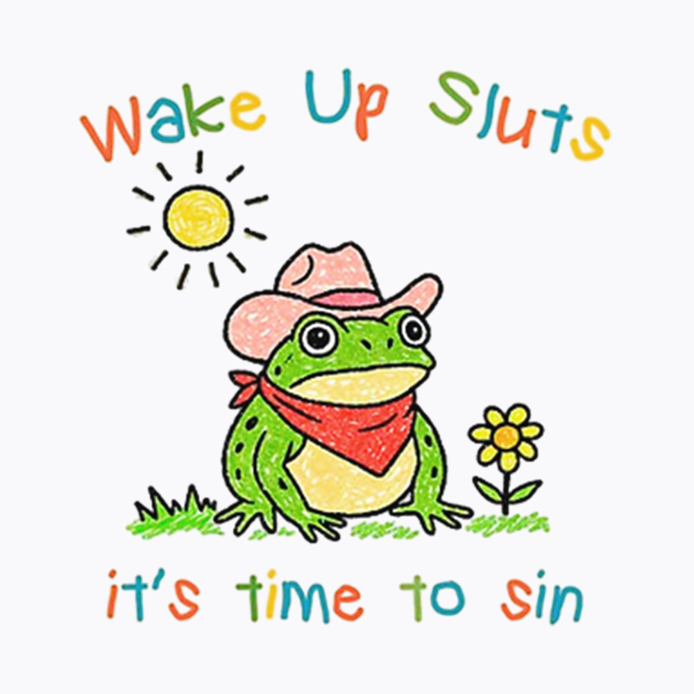 Wake Up It's Time To Sin Funny Cowboy Frog Washed T-Shirt