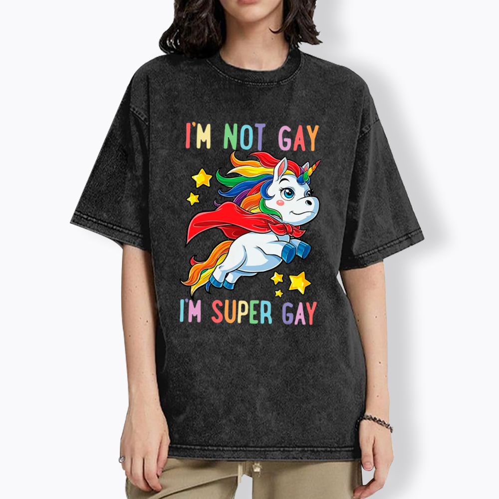 Super Gay Pride LGBTQ Washed T-Shirt