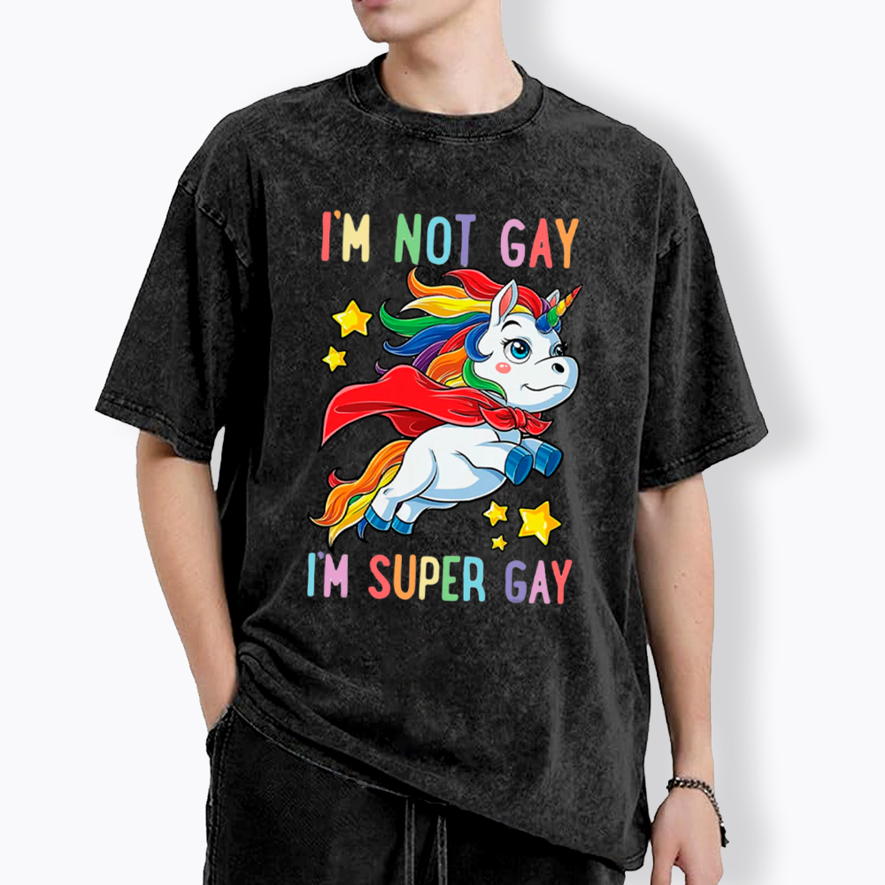 Super Gay Pride LGBTQ Washed T-Shirt