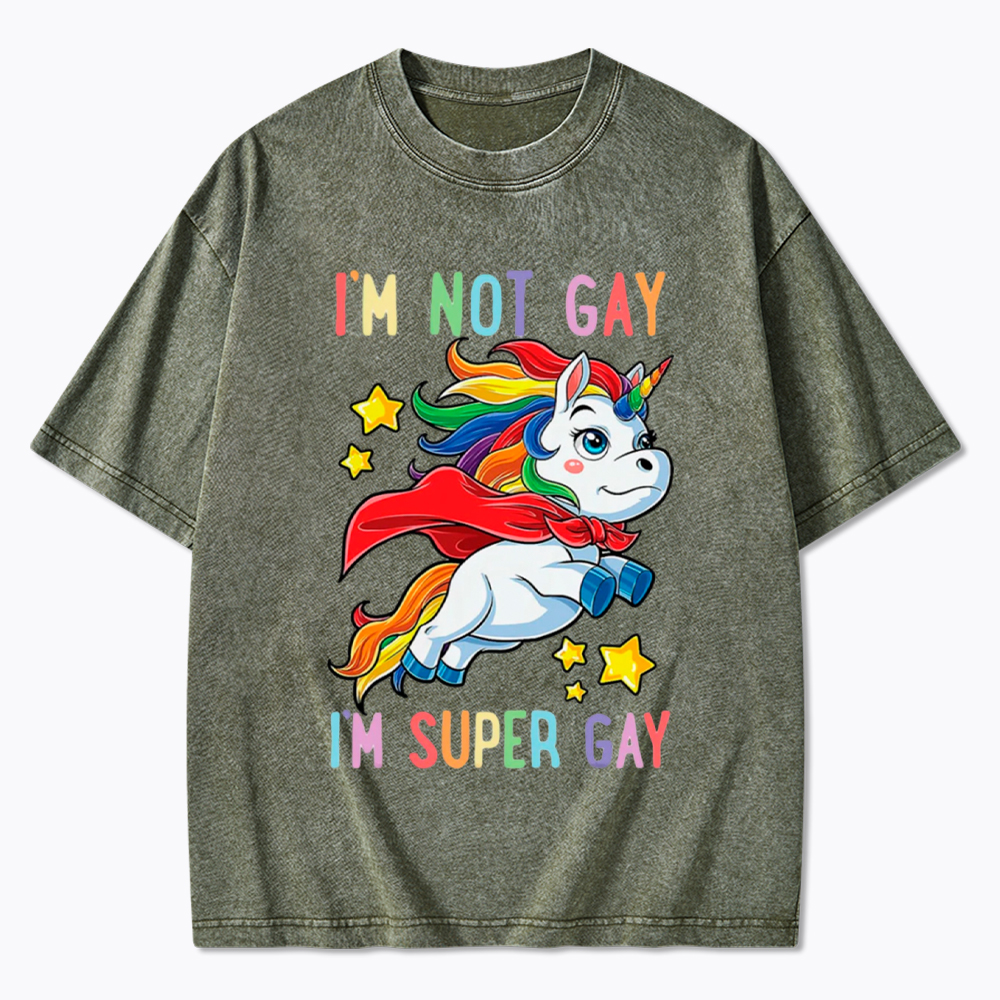 Super Gay Pride LGBTQ Washed T-Shirt