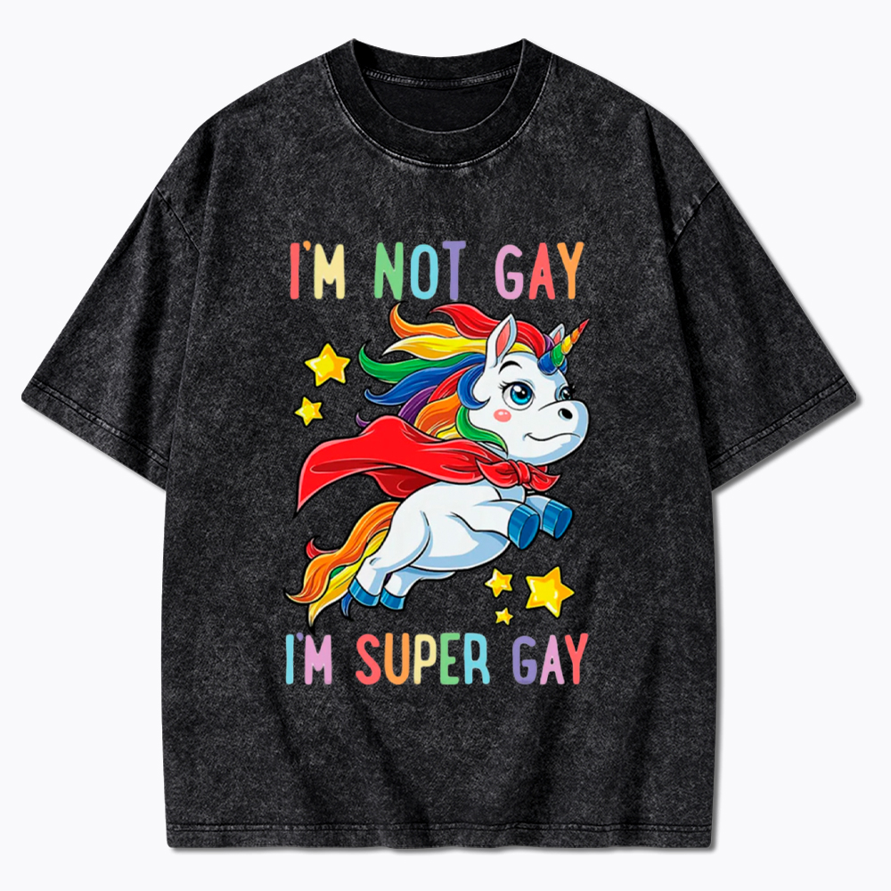 Super Gay Pride LGBTQ Washed T-Shirt