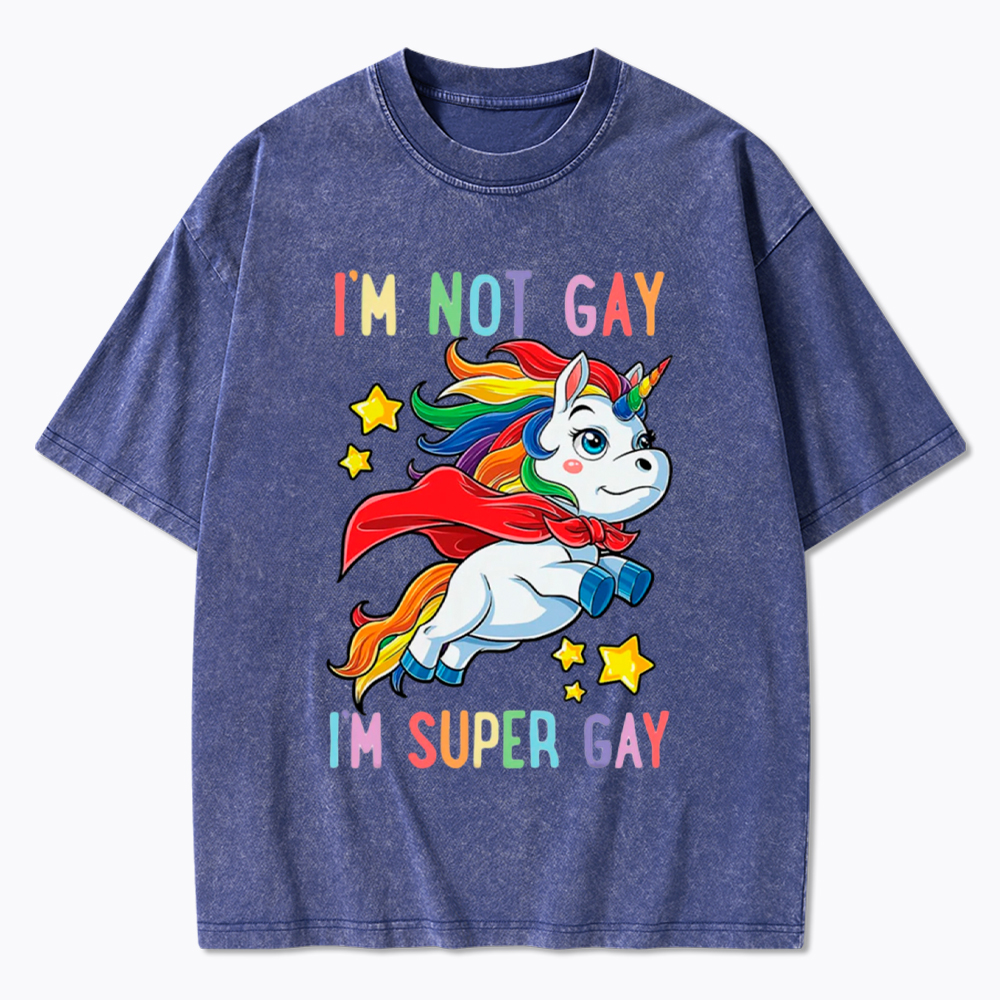 Super Gay Pride LGBTQ Washed T-Shirt