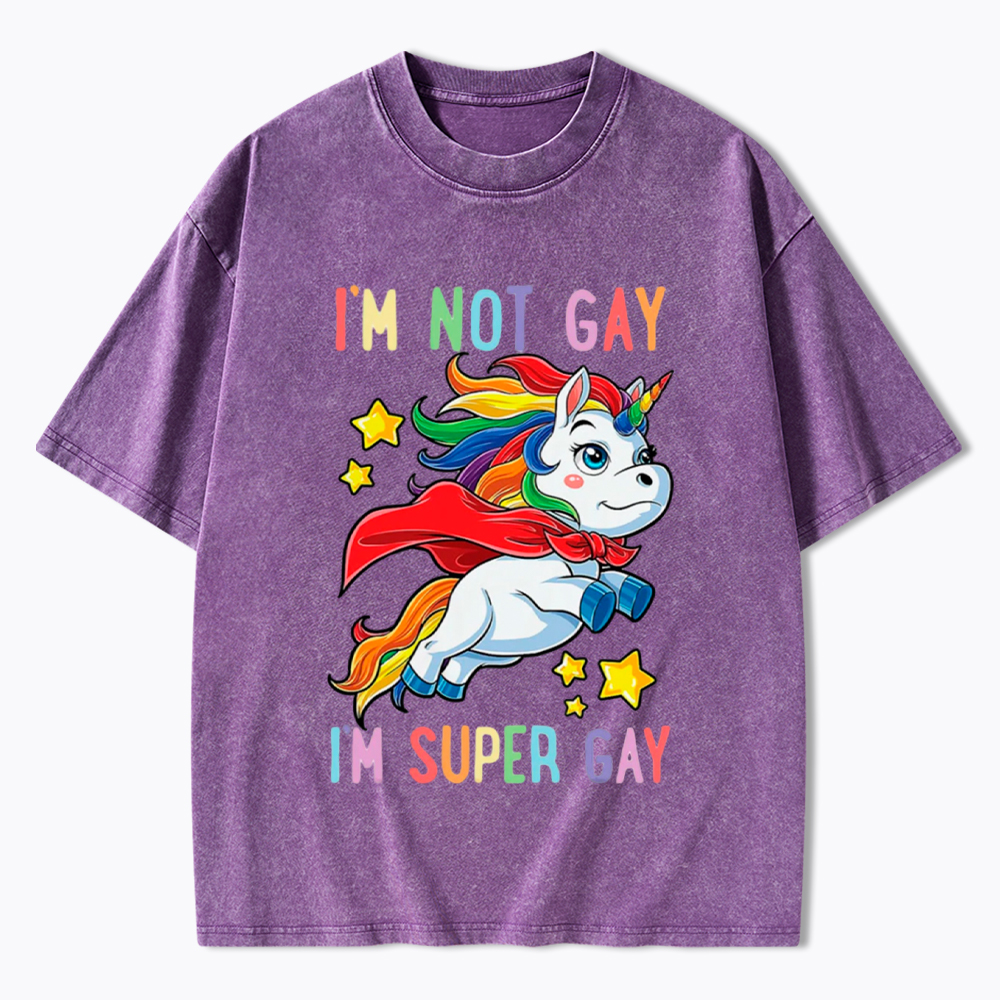 Super Gay Pride LGBTQ Washed T-Shirt