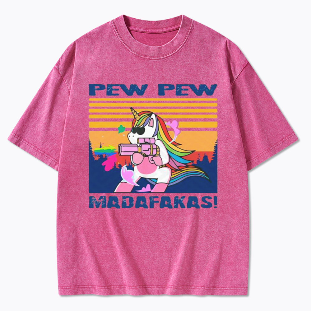 Vintage Unicorn PewPew Madafakas Washed T-Shirt