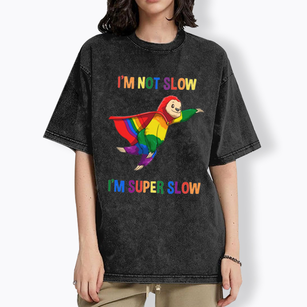 Funny Super Slow and Super Gay Washed T-Shirt