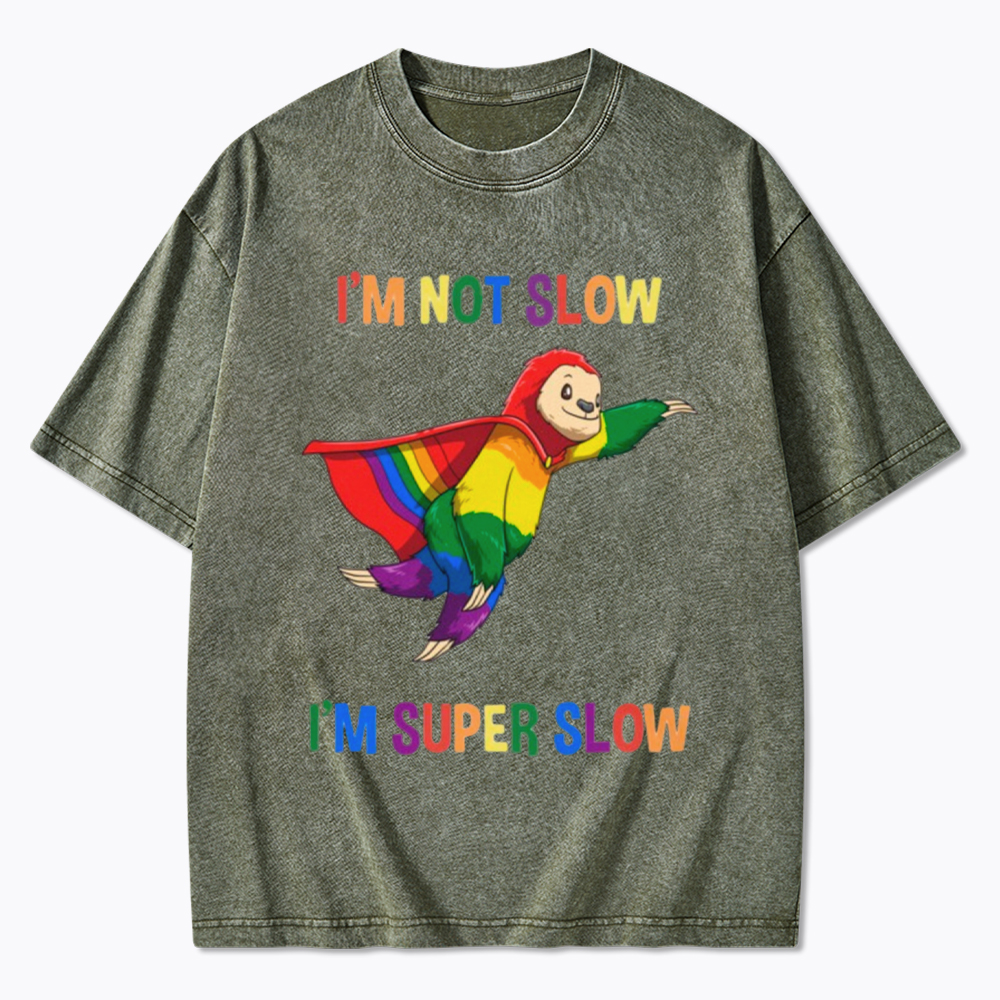 Funny Super Slow and Super Gay Washed T-Shirt