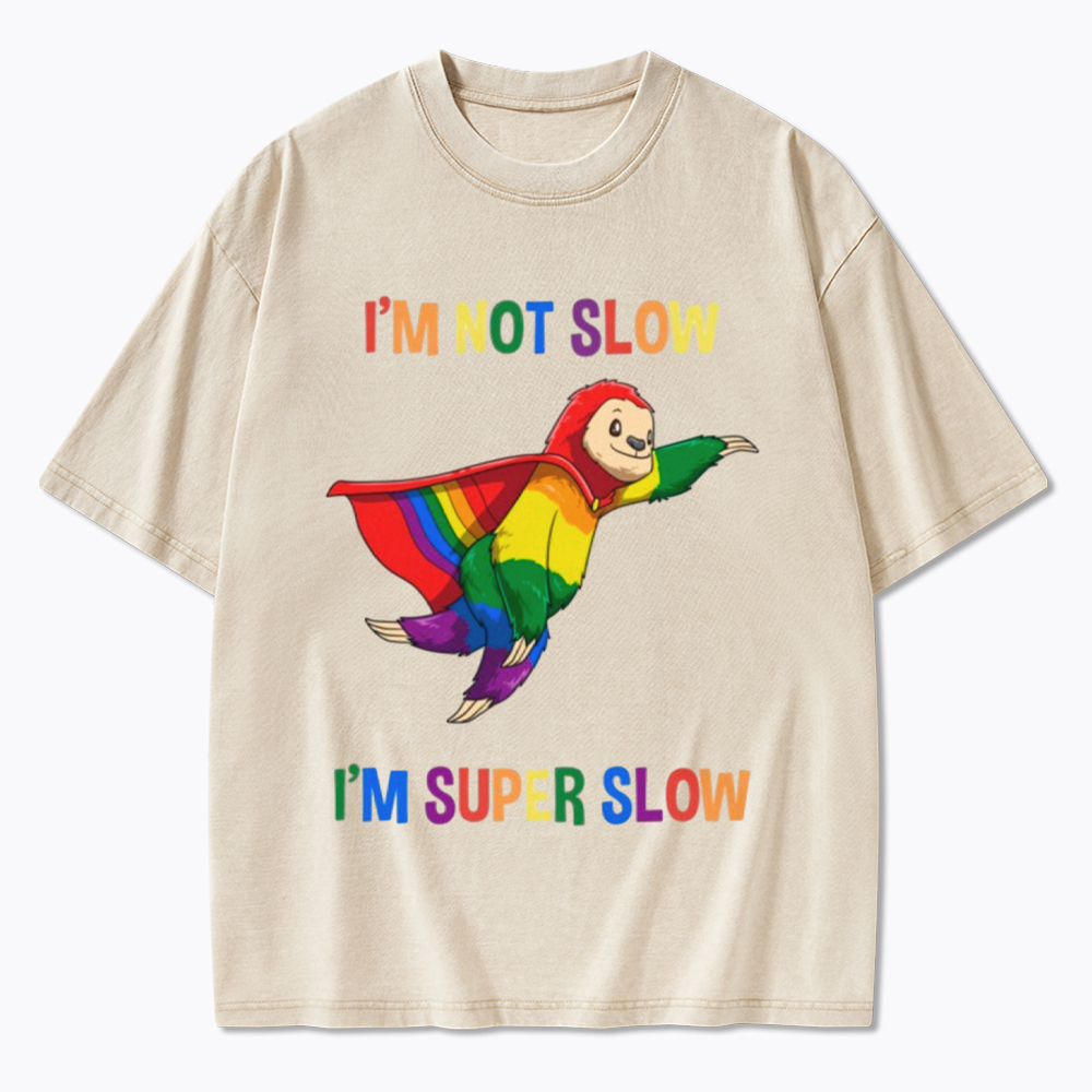 Funny Super Slow and Super Gay Washed T-Shirt